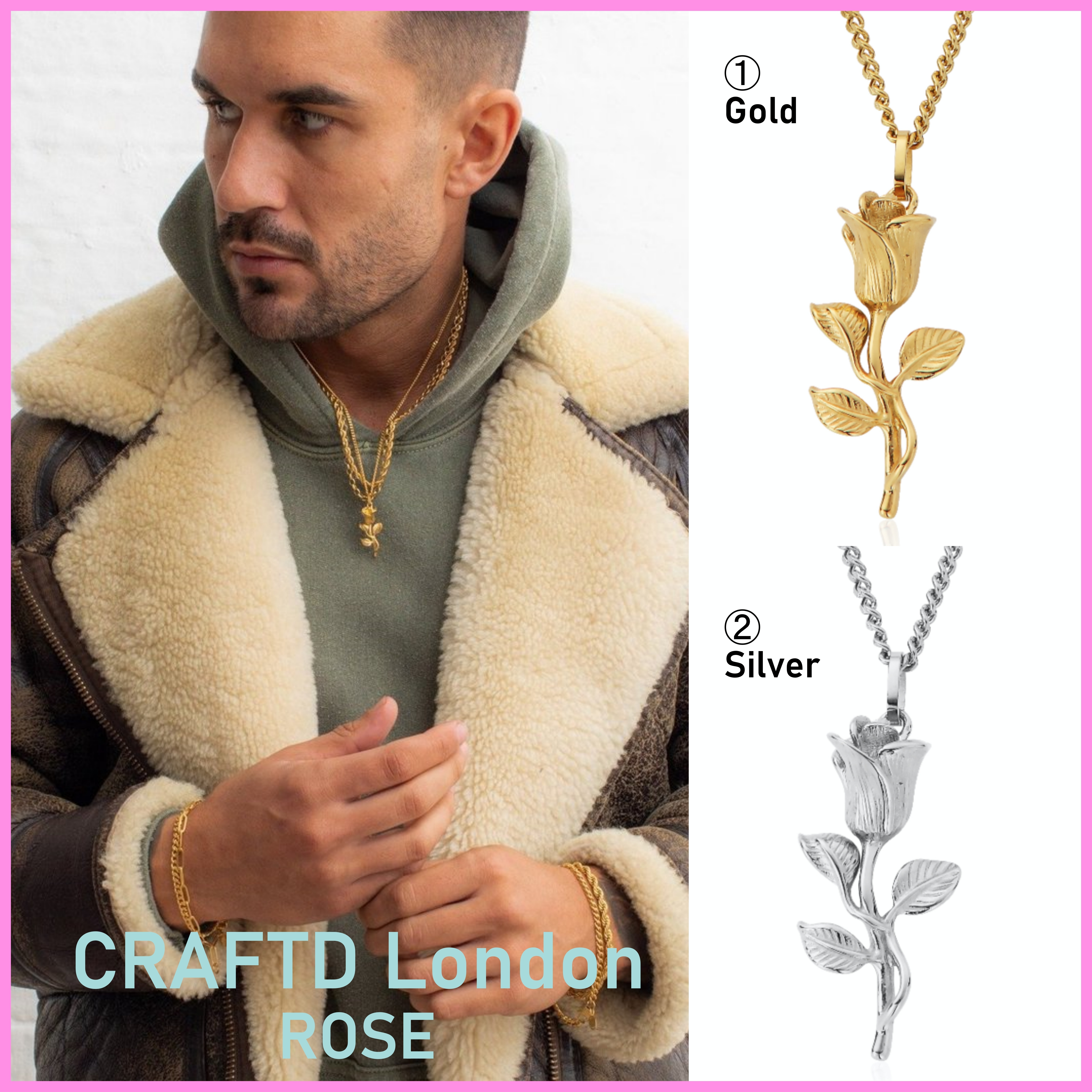 送料関税込【CRAFTD London】ROSE ネックレス (2色) ☆ 国内発送