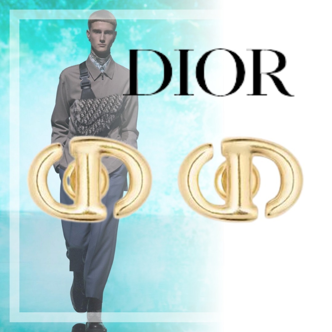 【新作】DIOR CDネイビースタッド メンズ ピアス シンプル 人気