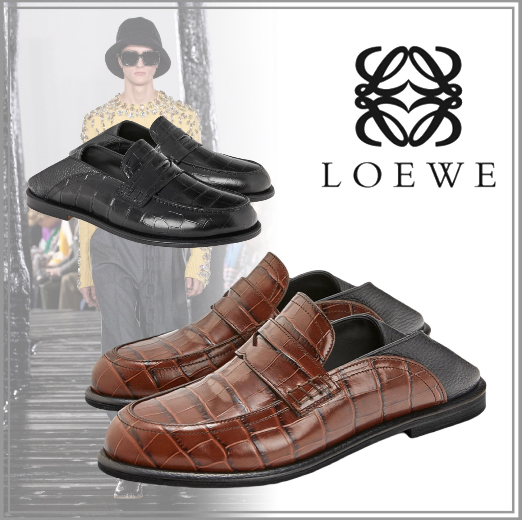 限定お値下げ☆LOEWE ウェッジローファーブーツ カーフスキン-
