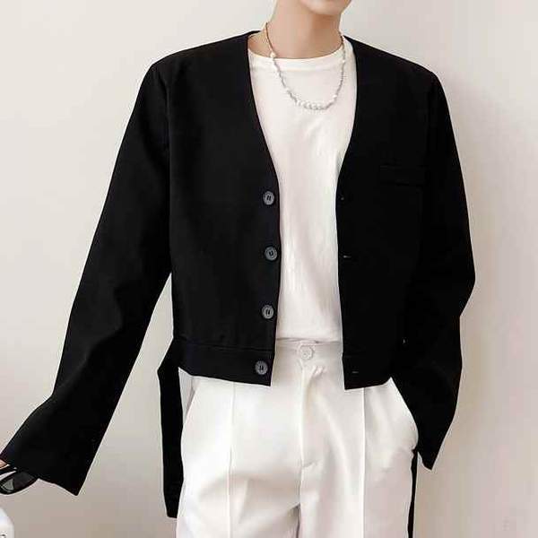 韓国 メンズ ノーカラー バックベルト ジャケット おしゃれ 韓国 メンズ ノーカラー バックベルト ジャケット おしゃれ