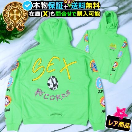 +CHROME HEARTS+ CH スクリプト スクロール パーカー グリーン Chrome Hearts マイアミ限定 スクリプト ロゴ ネオングリーン