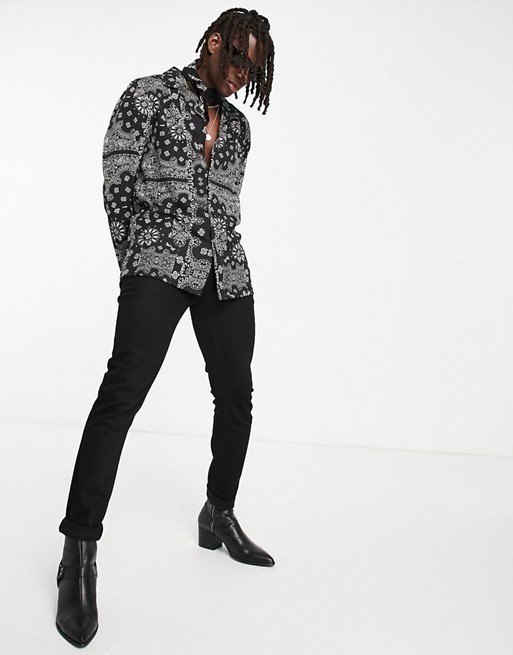 ASOS シャツ ASOS DESIGN ペイズリーバンダナプリントシャツ(4)