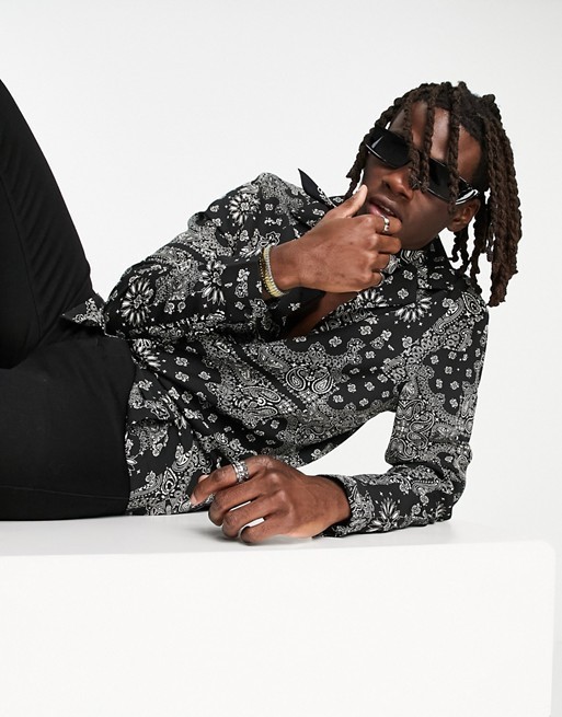 ASOS シャツ ASOS DESIGN ペイズリーバンダナプリントシャツ(5)