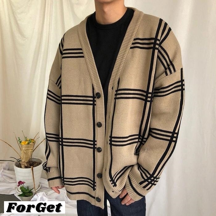 韓国 ルーズボーダー カーディガン おしゃれ かっこいい 上品