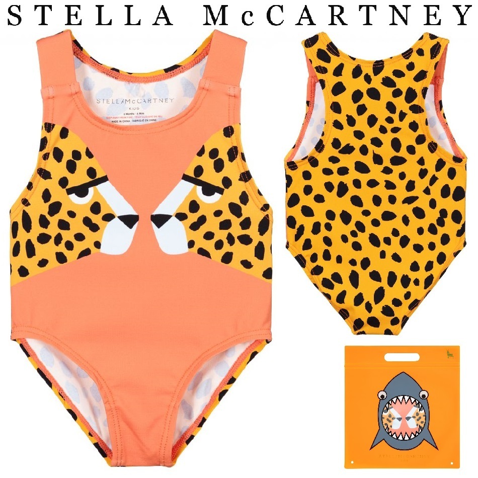 Stella McCartney kids オレンジ チーター 水着 ギフトに 関税込 週間売れ筋