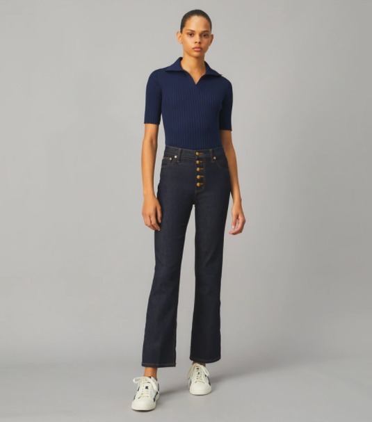 Tory Burch ポロシャツ TB ニットポロ RIBBED KNIT POLO 最終国内発送(2)