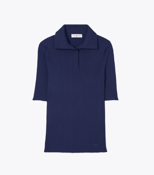 Tory Burch ポロシャツ TB ニットポロ RIBBED KNIT POLO 最終国内発送(5)
