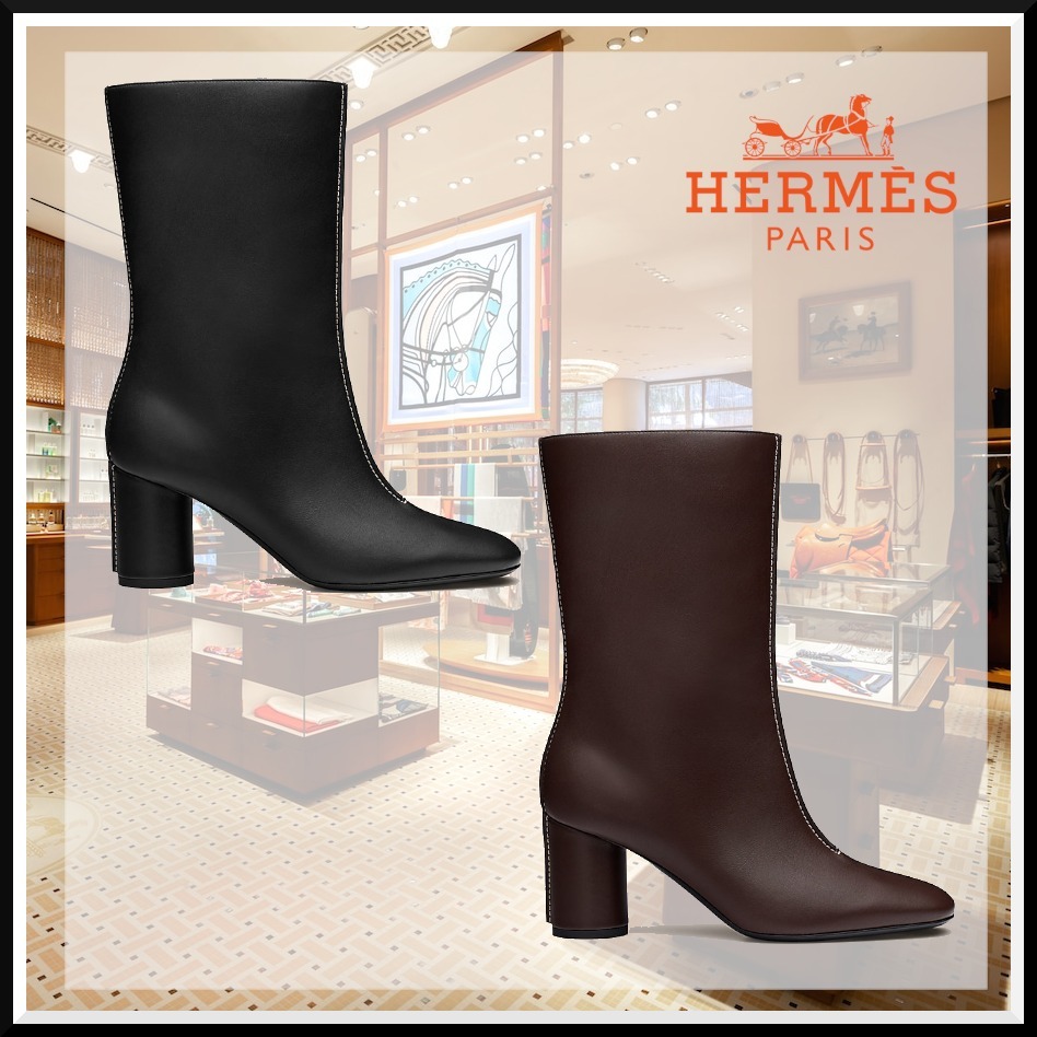 高評価のクリスマスプレゼント HERMES レザー シンプル 21AW ブラウン 黒 直営店☆ブーツ ミドルブーツ 高評価のクリスマスプレゼント HERMES レザー シンプル 21AW ブラウン 黒 直営店☆ブーツ ミドルブーツ