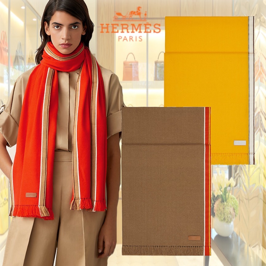 美品 エルメス ロング ストール シルク レディース HERMES 【1-0075668