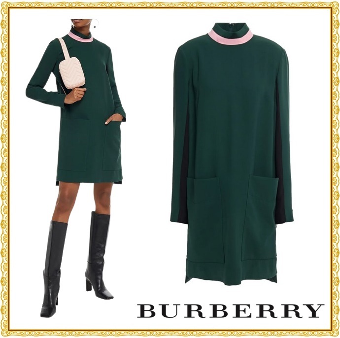 【関税送料込】BURBERRY シルク&ウール混キャディ ワンピース