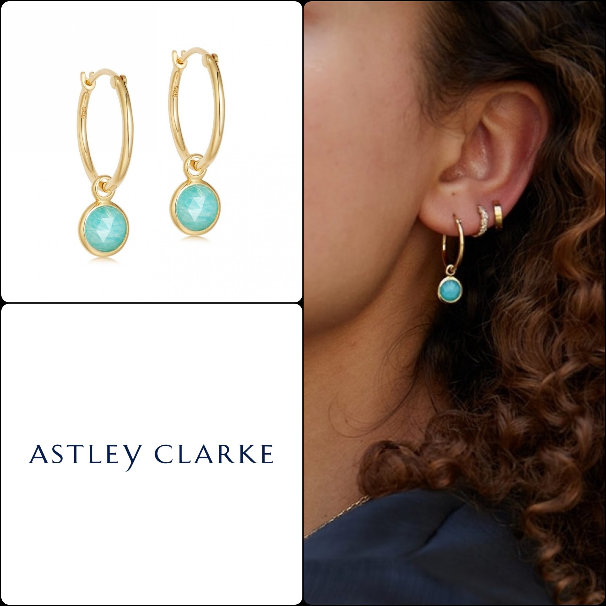 【ASTLEY CLARKE】18KYGヴェルメイユ アマゾナイト ピアス