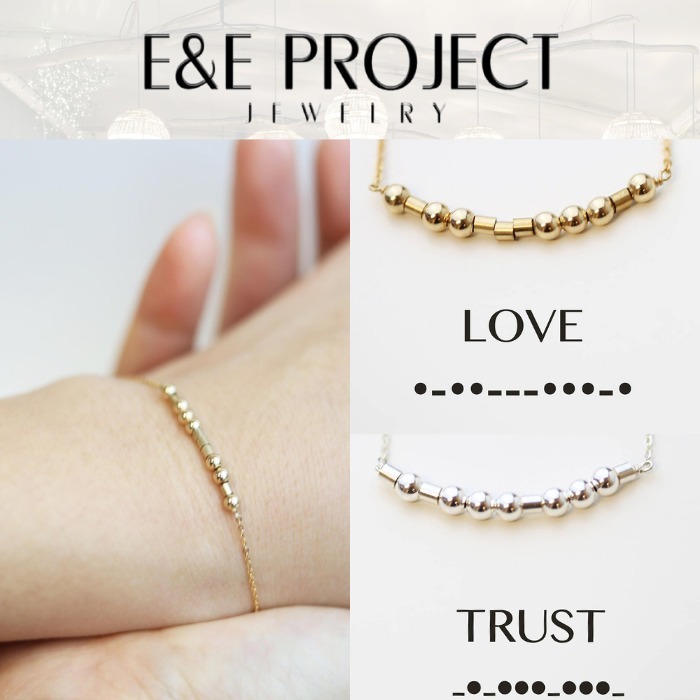 【E and E Project】14Kイニシャルブレスレット 14k letter bracelet with small genuine diamond bezel – E&E
