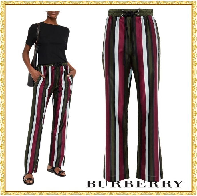 【関税送料込】BURBERRY ストライプ ストレートレッグパンツ