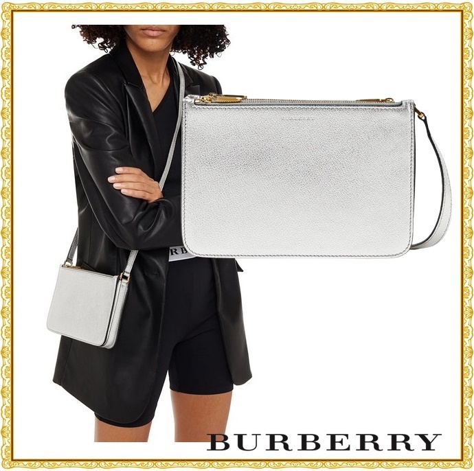 【関税送料込】BURBERRY メタリック加工レザー ショルダーバッグ