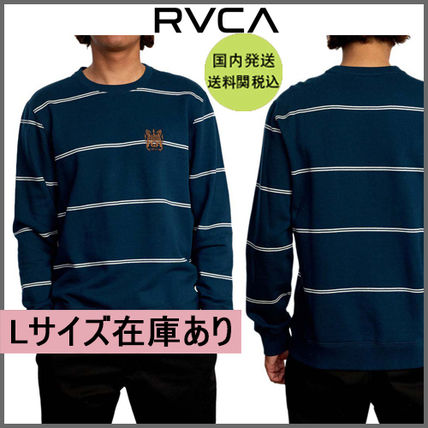 RVCA Sweatshirts Crew Neck Unisex Long Sleeves Cotton Logo Sweatshirts