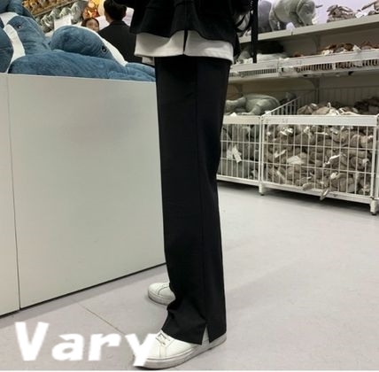 送料無料 無地 サイドスリット ストレートパンツ 綺麗め 5250
