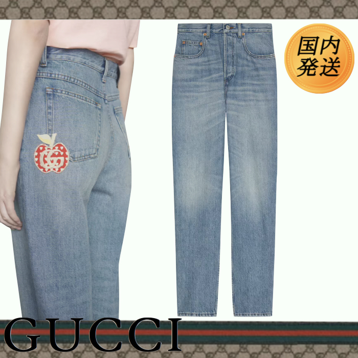 【国内発送★GUCCI】レ ポム GG ロゴ ジーンズ デニムパンツ