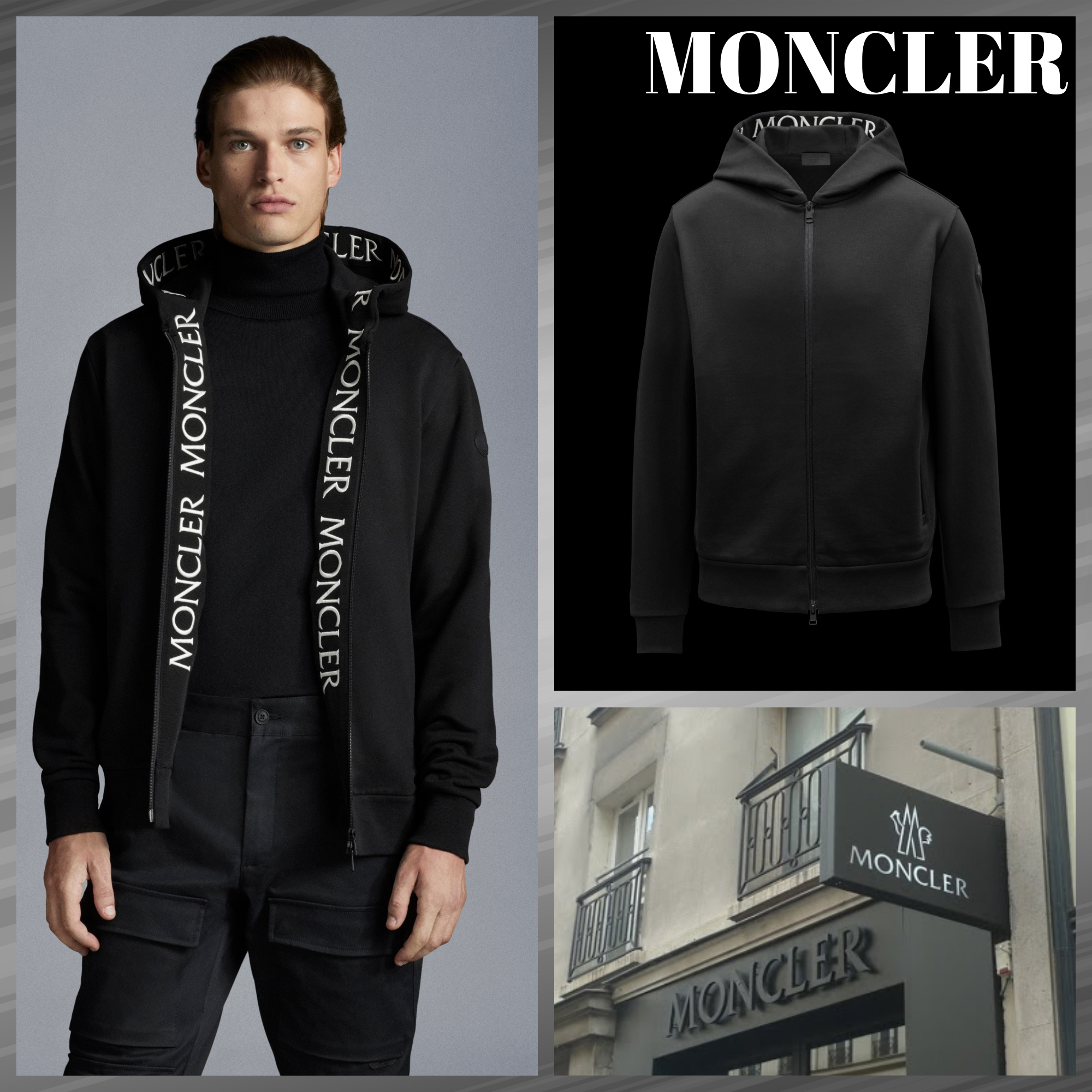 最新入荷 #MONCLER直営店買付#ロゴプリントパーカー/フーディ ブラック パーカー・フーディ 最新入荷 #MONCLER直営店買付#ロゴプリントパーカー/フーディ ブラック パーカー・フーディ