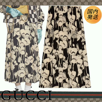 GUCCI Maxi Poppy flowers print silk skirt