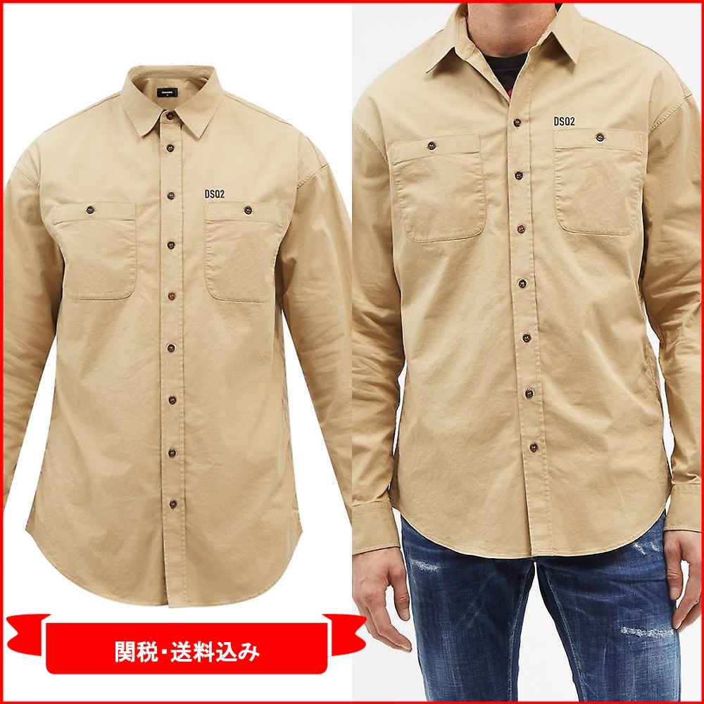 【DSQUARED2】パッチポケット コットンギャバジンシャツ シャツ 【DSQUARED2】パッチポケット コットンギャバジンシャツ シャツ