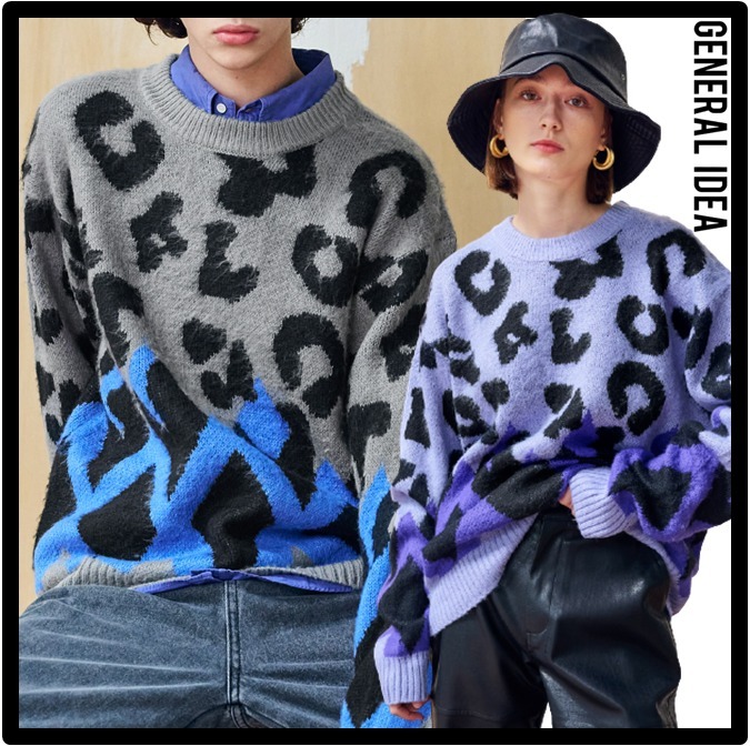 ★送料・関税込★GENERAL IDEA★Leopard Argyle Knit Pull Ove.r
