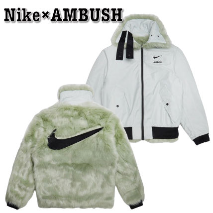 Nike More Coats Unisex Faux Fur Street Style Collaboration Plain Logo Coats