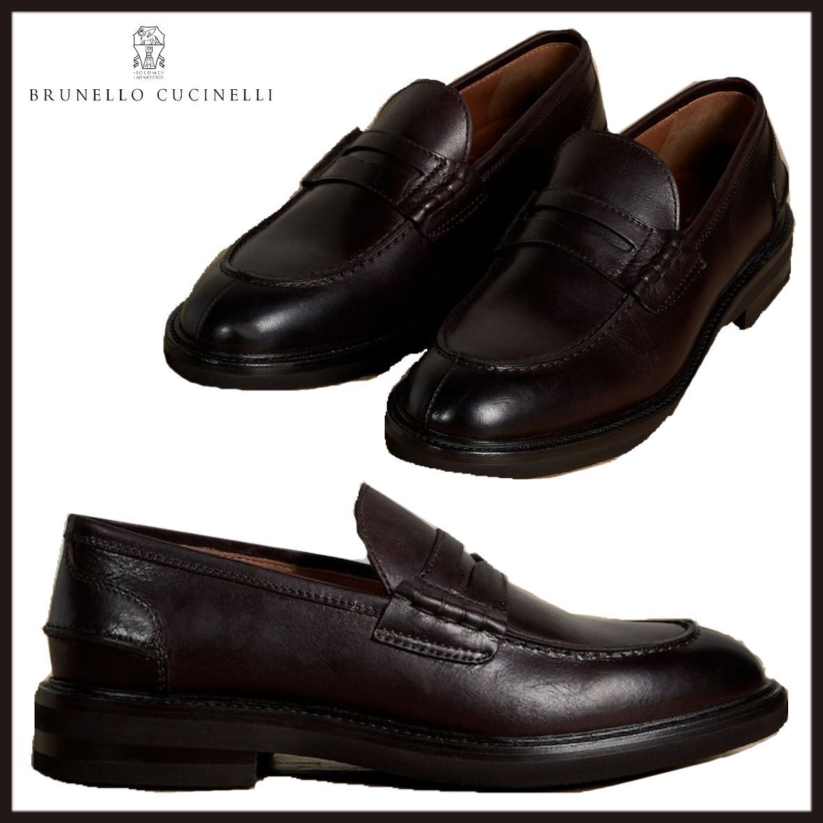 BRUNELLO CUCINELLI◆上質 シンプル カーフスキン ローファー