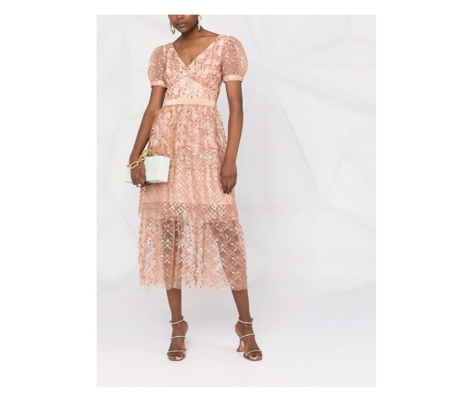 新作 Self-Portrait Taupe ワンピース Midi Skirt Tiered Sequin Grid ワンピース 新作 Self-Portrait Taupe ワンピース Midi Skirt Tiered Sequin Grid ワンピース
