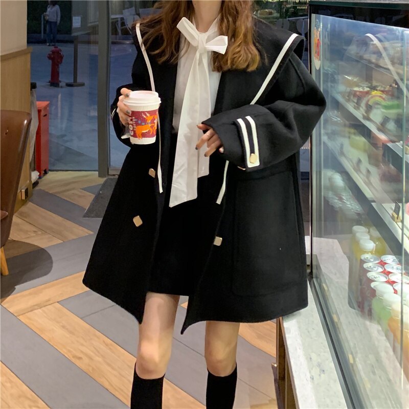 素敵 セーター襟  Ｐコート ジャケット おしゃれ