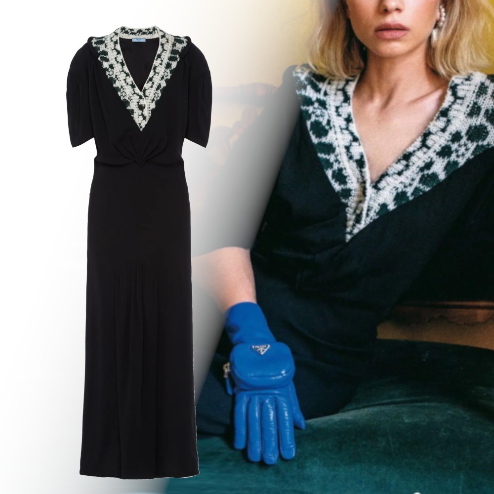 ELLE掲載☆21AW【PRADA】ジャカードディテール サブレドレス - ワンピース・オールインワン