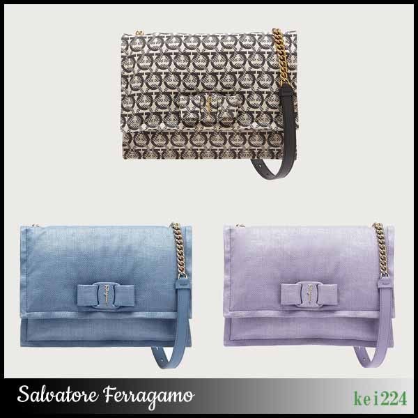 Salvatore Ferragamo VIVA BOW ラフィアバッグ ショルダーバッグ・ポシェット Salvatore Ferragamo VIVA BOW ラフィアバッグ ショルダーバッグ・ポシェット