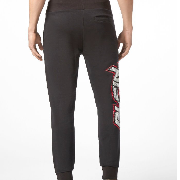 PHILIPP PLEIN トラックパンツ・ジャージ フィリップ プレイン パンツ ブラック MJT1384 ストーンロゴ(2)