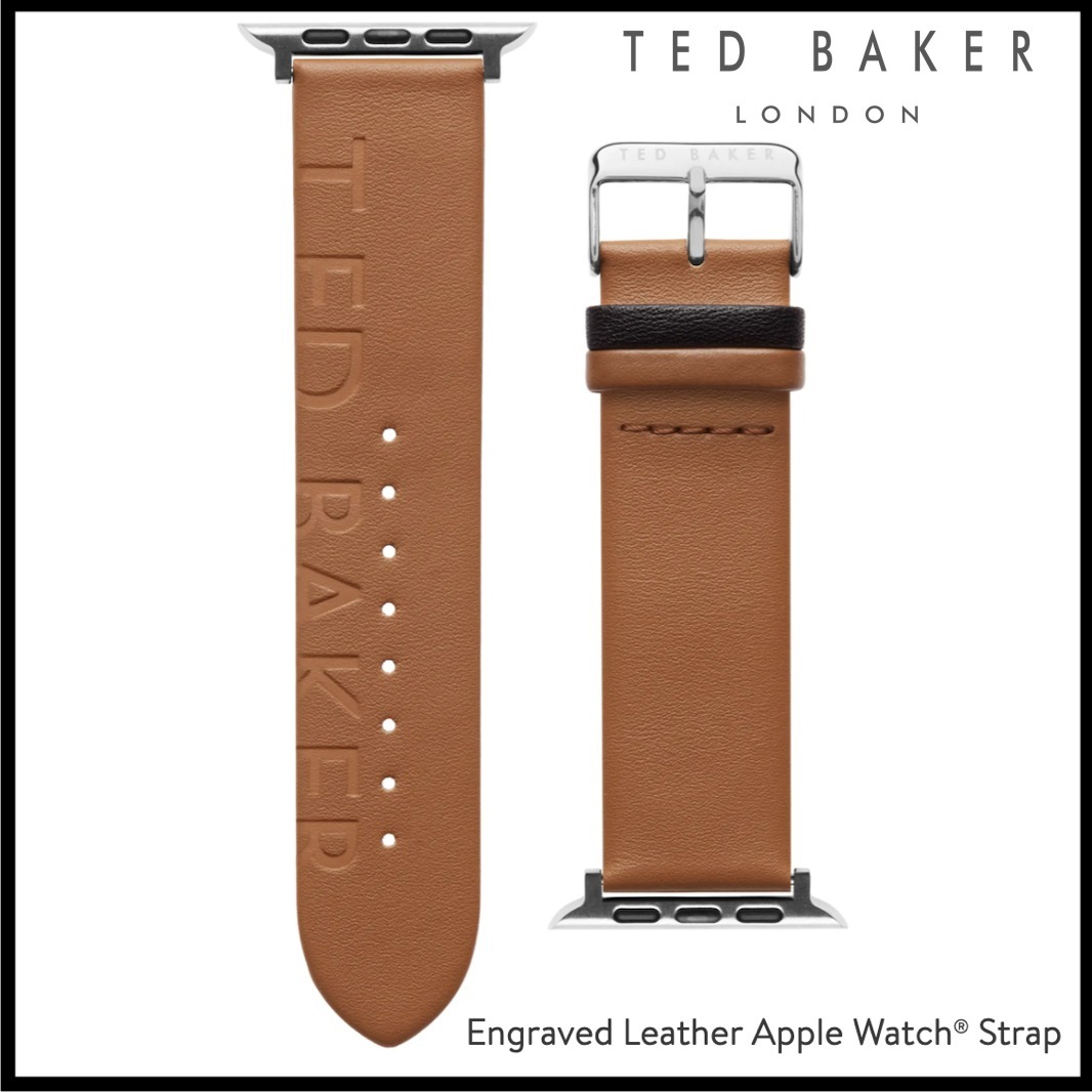 Ted Baker★ロゴ入り上質なレザーApple Watchストラップ tan