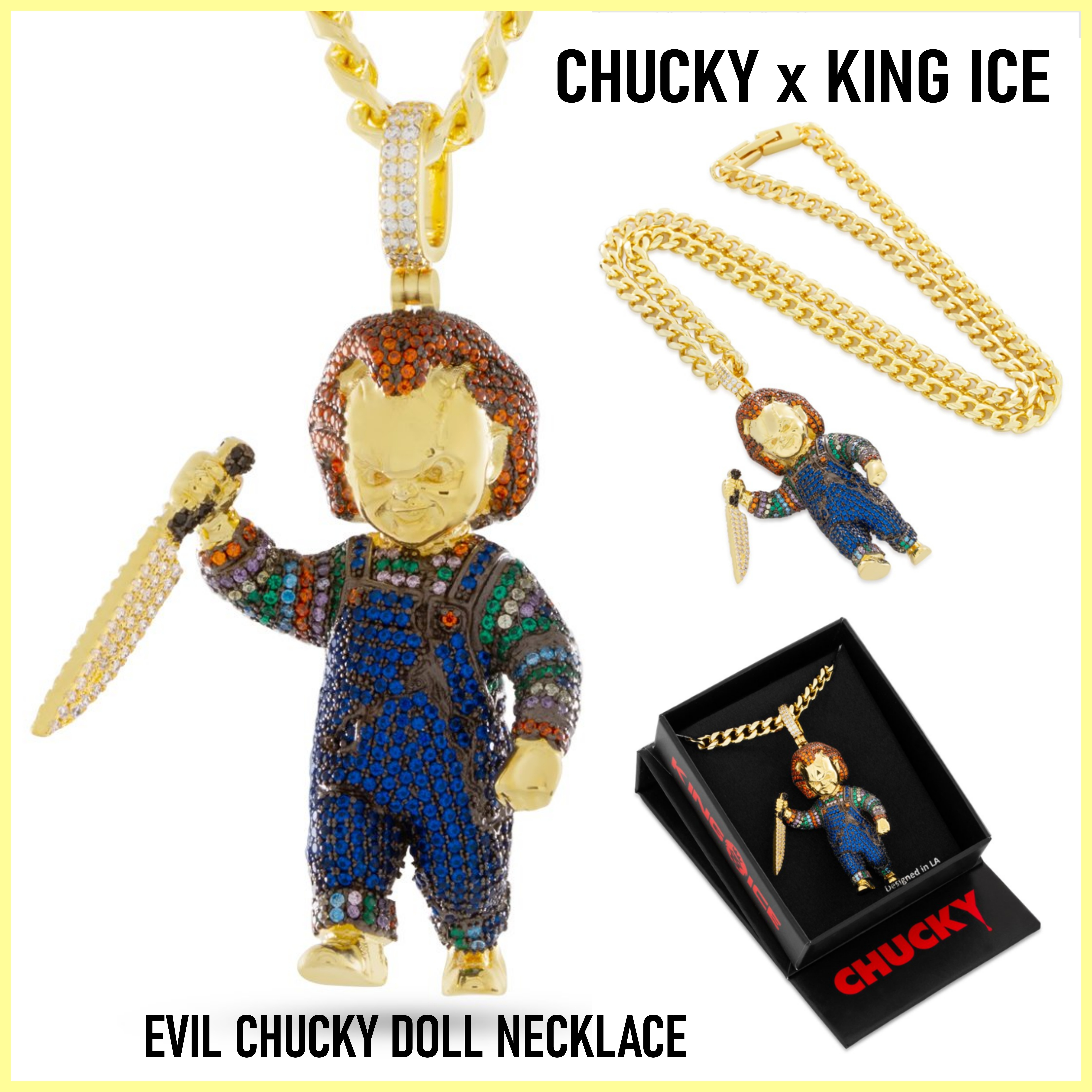 送税込【CHUCKY x KING ICE】EVIL CHUCKY DOLL NECKLACE♪国内発