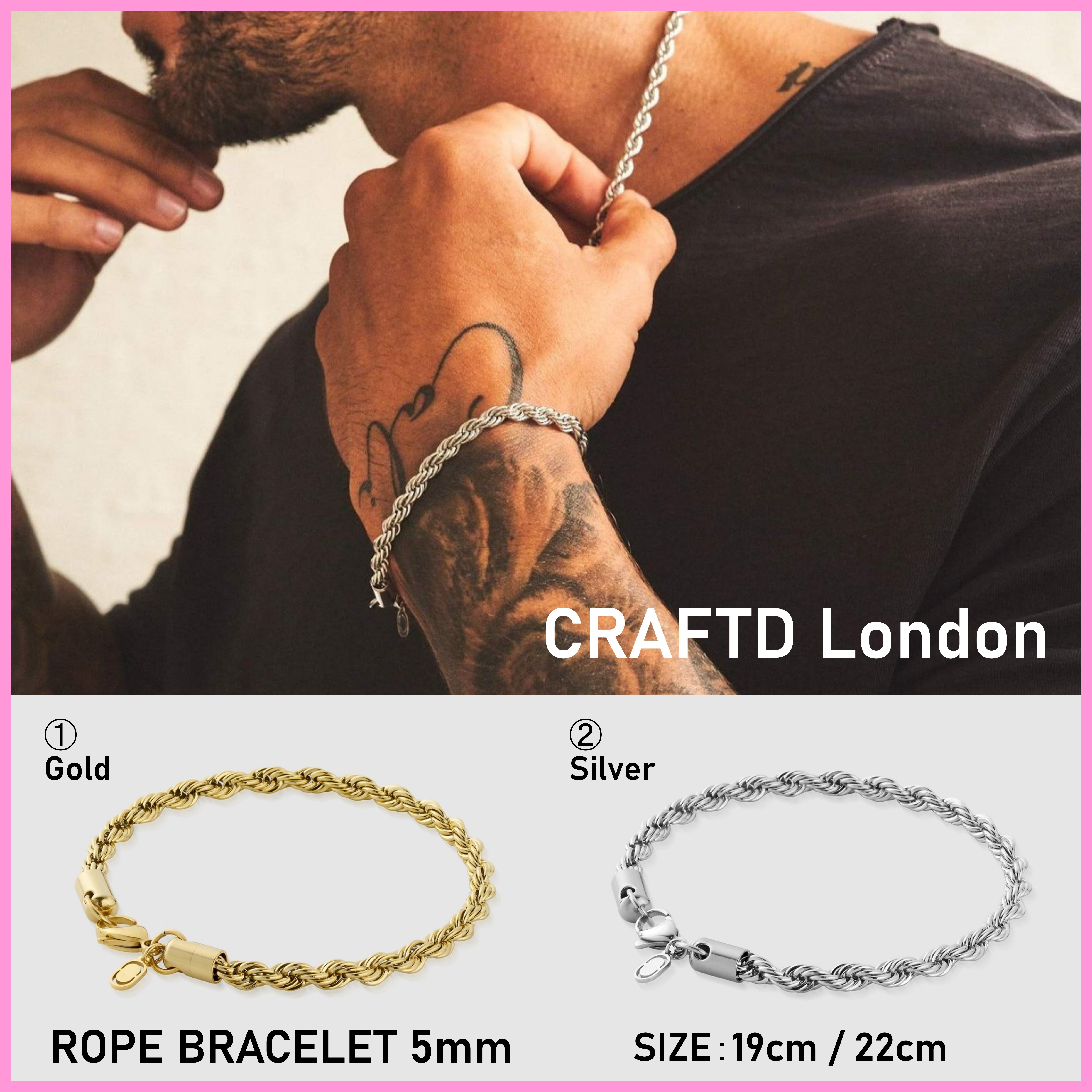 送料関税込【CRAFTD London】ROPE BRACELET 5ｍｍ (2色)☆国内発