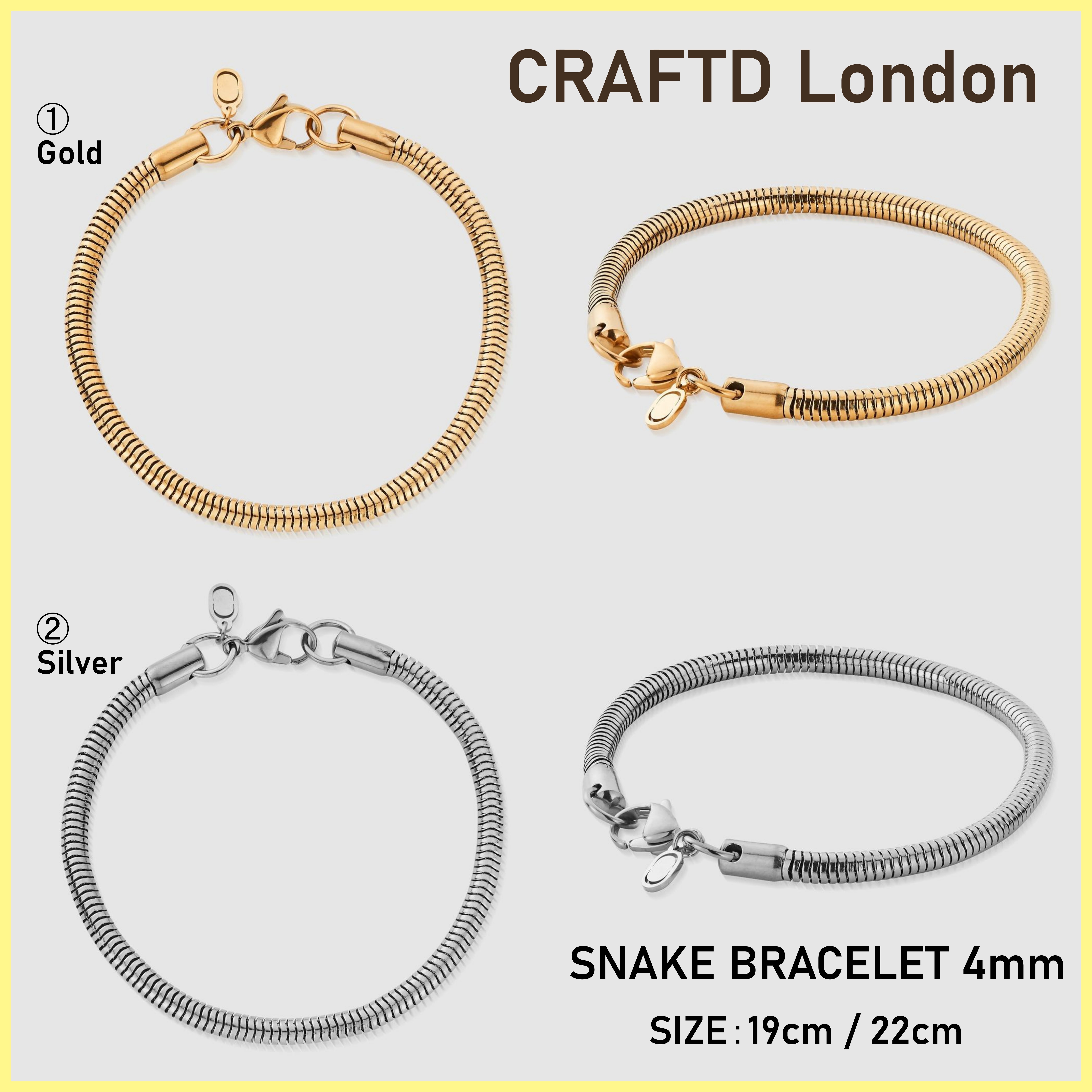 送料関税込【CRAFTD London】SNAKE BRACELET 4mm (2色) ☆国内発