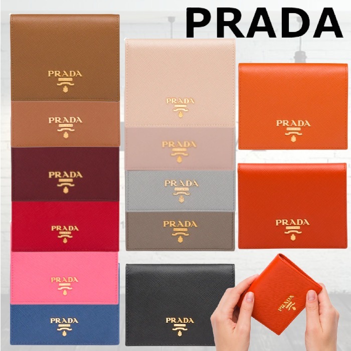 ☆PRADA☆メタルロゴ付 サフィアーノレザー 2つ折り財布