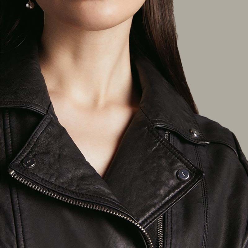 Karen Millen ジャケット ★Karen Millen★ウォッシュレザーシュリンクバイカージャケット(3)