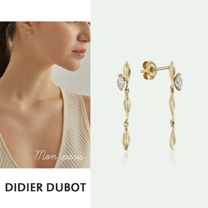 DIDIER DUBOT Earrings Casual Style With Jewels 14K Gold Elegant Style Earrings