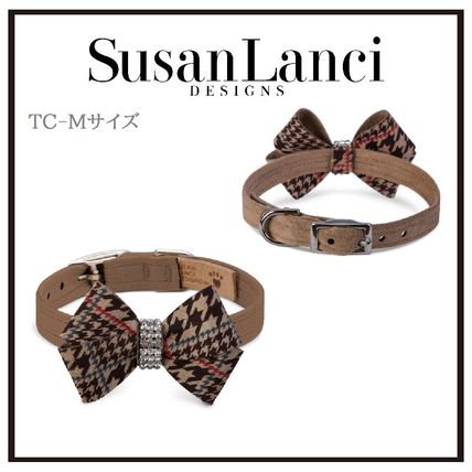 【Susan Lanci】グレンチェック リボン スワロ 首輪 TC-M 【Susan Lanci】グレンチェック リボン スワロ 首輪 TC-M