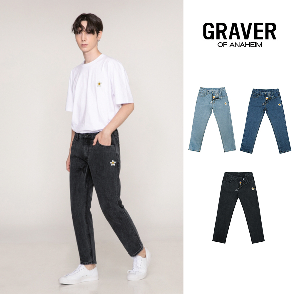 【GRAVER】21FW★ Upper flower smile slim tapered denim