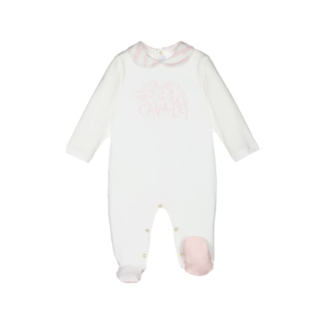 Roberto Cavalli ベビーロンパース・カバーオール Roberto Cavalli ★ Ivory Pink 足付ロンパースセット ★ 1-9M(3)