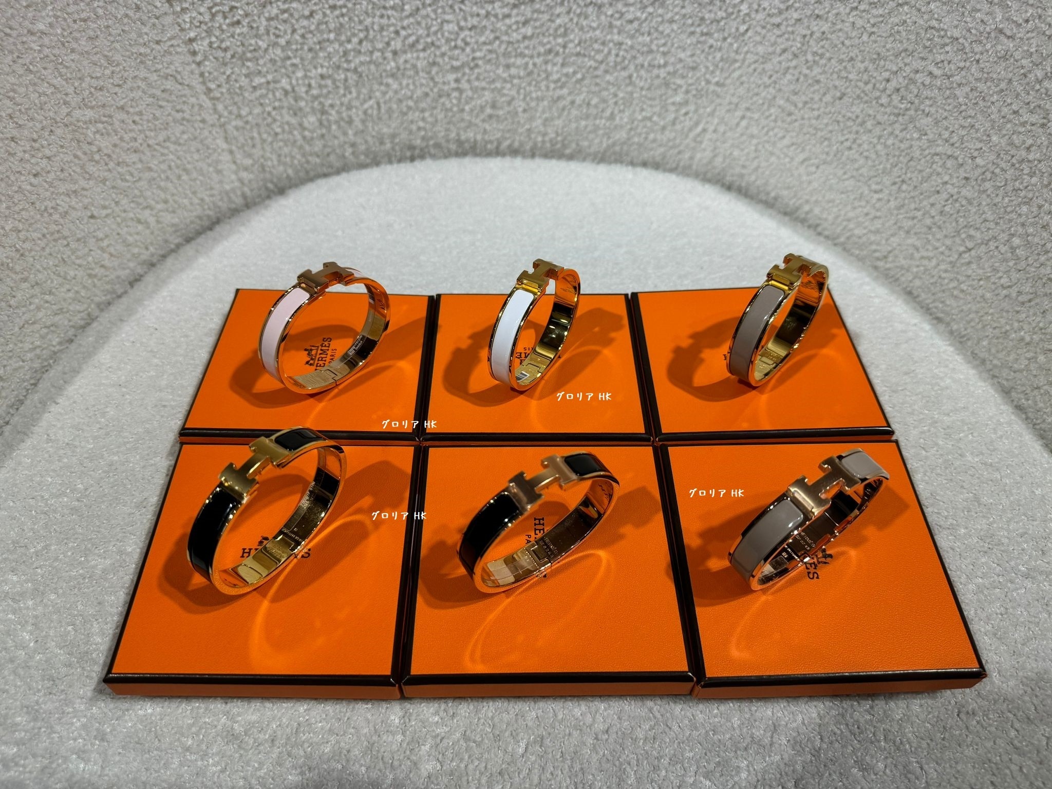 【HERMES】 エナメルブレスレット 《Clic H》 gold/rose gold