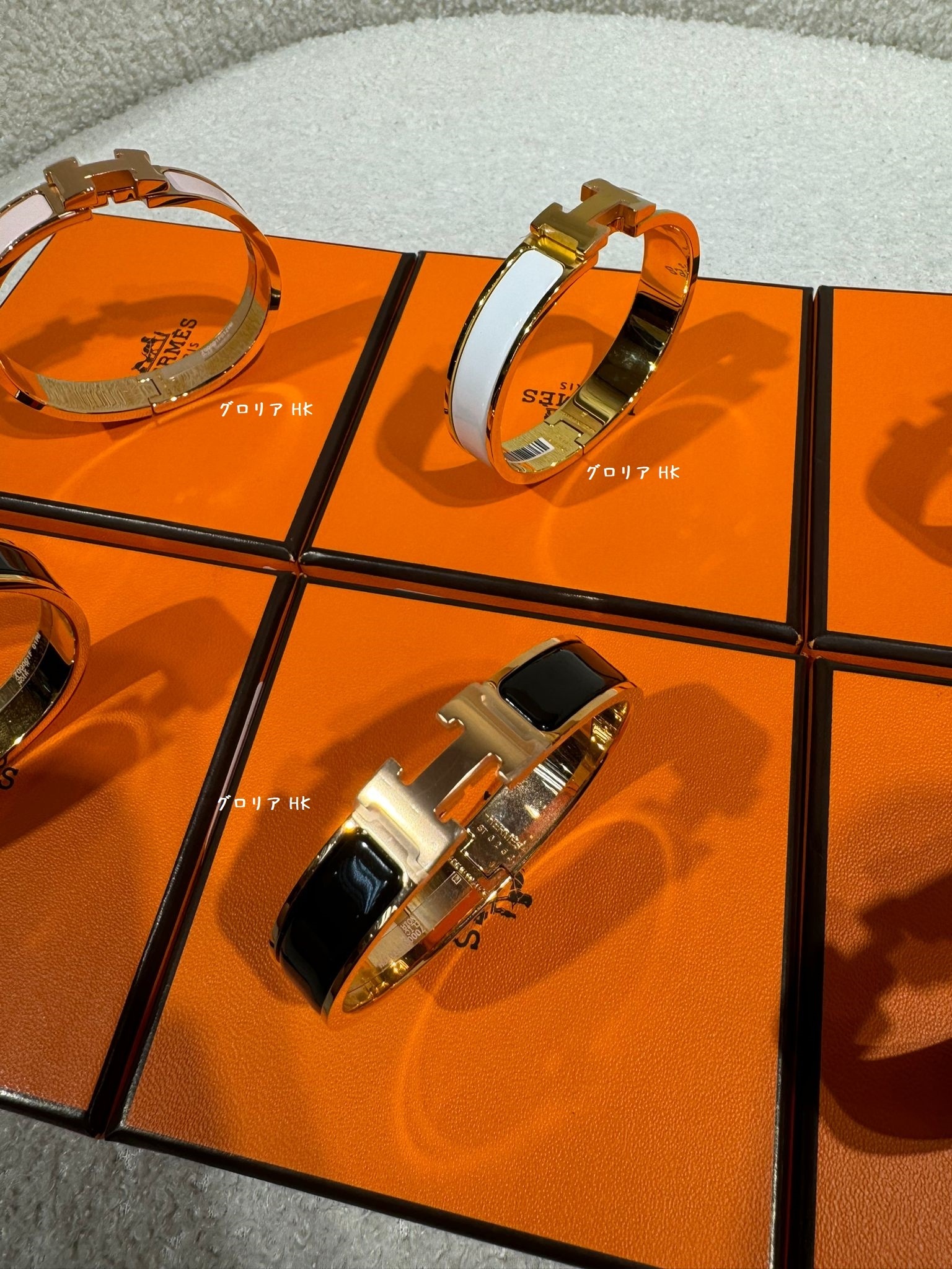 【HERMES】 エナメルブレスレット 《Clic H》 gold/rose gold