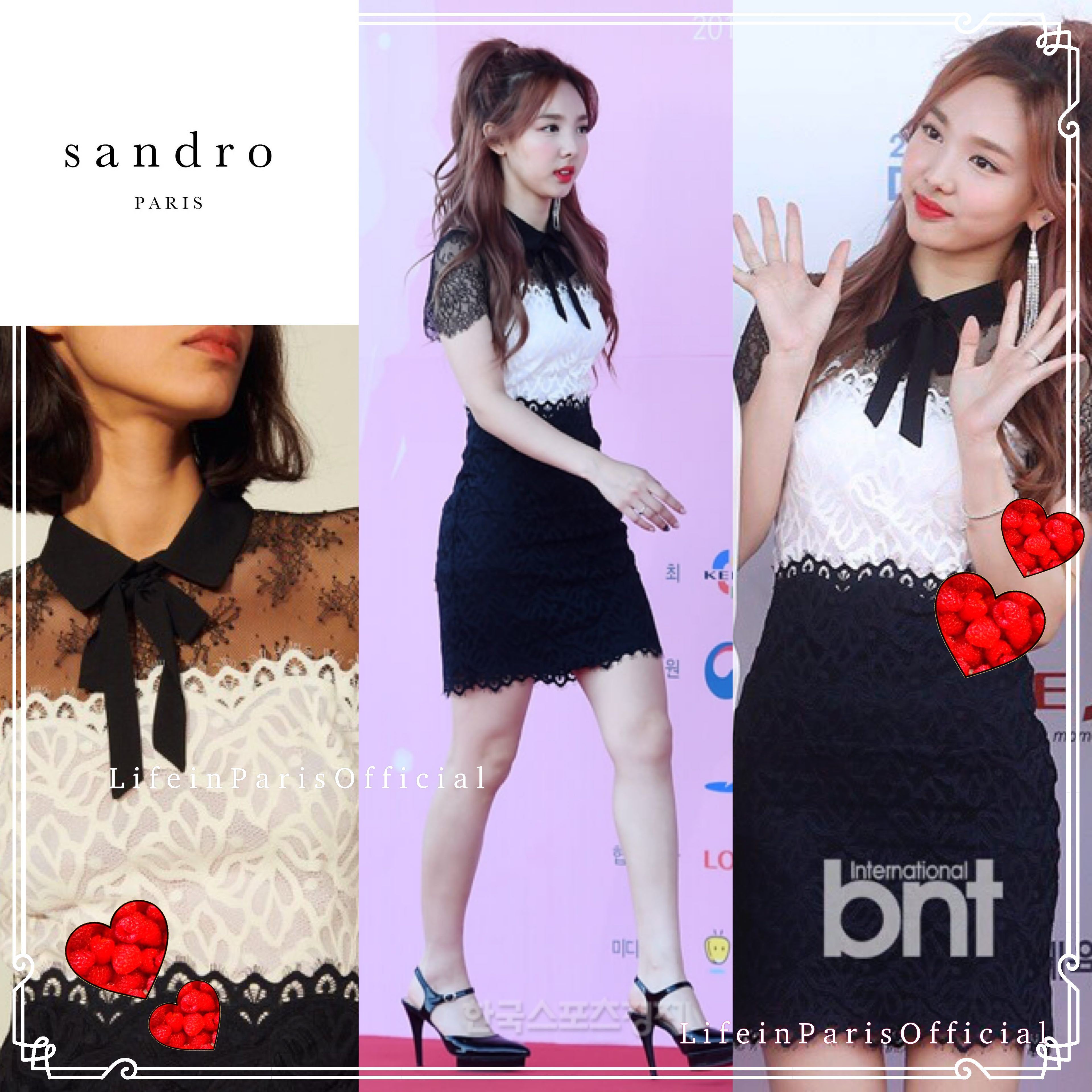 SANDRO PARIS エレガント TWICE愛用 美レースワンピ (sandro