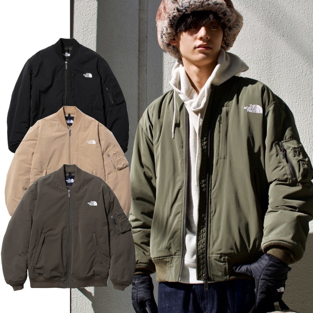 Shop THE NORTH FACE Unisex Street Style Plain Khaki Logo Bomber