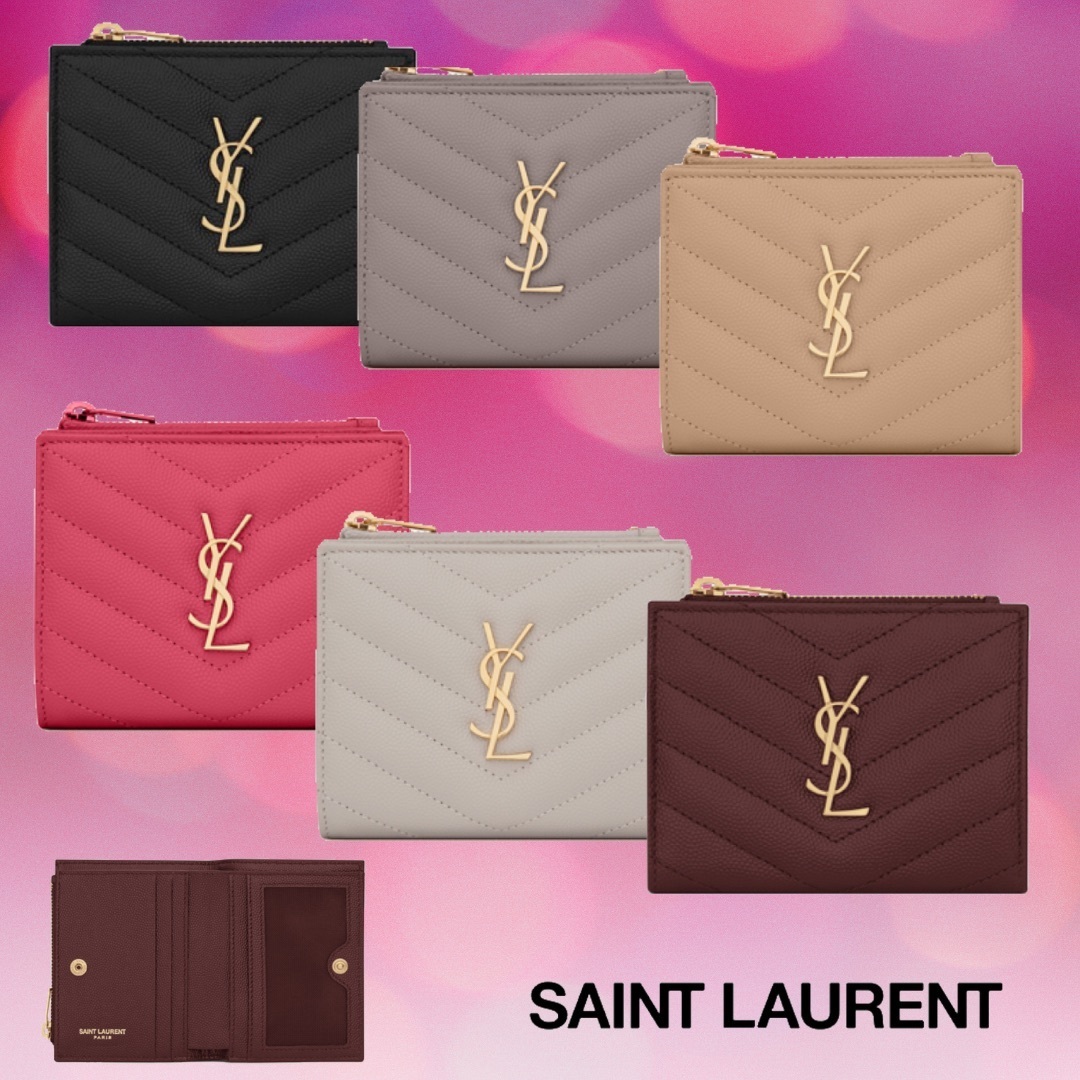 すぐ届く☆【Saint Laurent】モノグラム ジップ カードホルダー