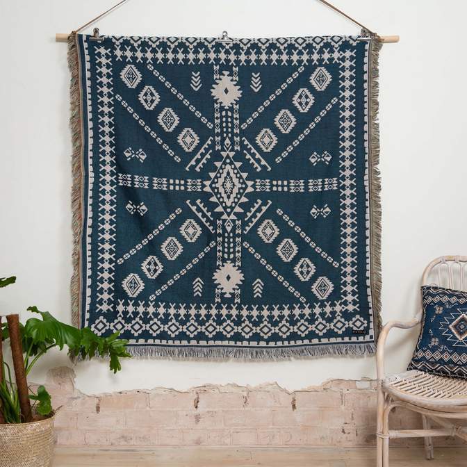 HENDEER ブランケット(ひざ掛け) HENDEER Picnic Rug ラグ - Blue Moon 130x160cm(4)
