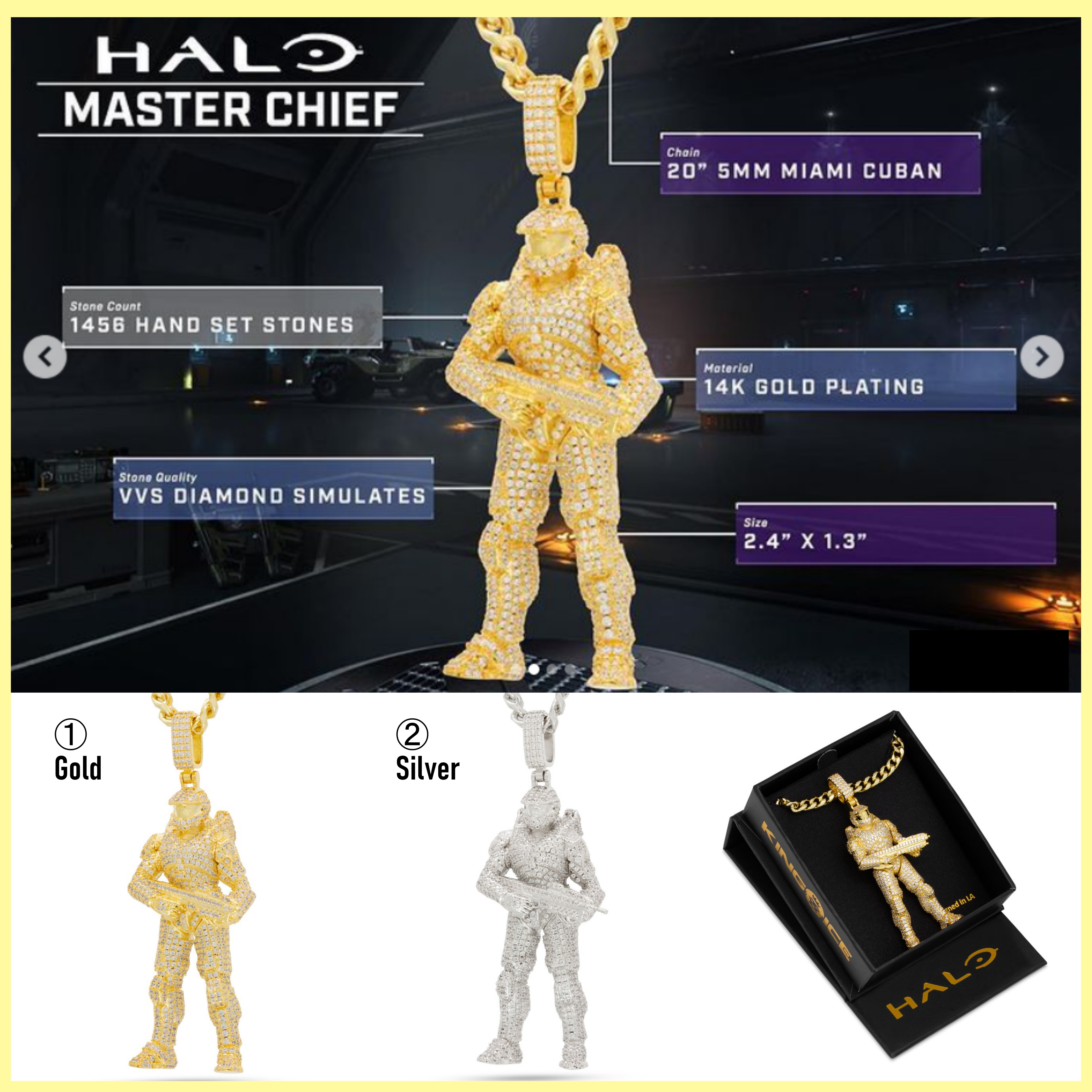 送税込【HALO x KING ICE】MASTER CHIEF NECKLACE ☆(2色)国内発