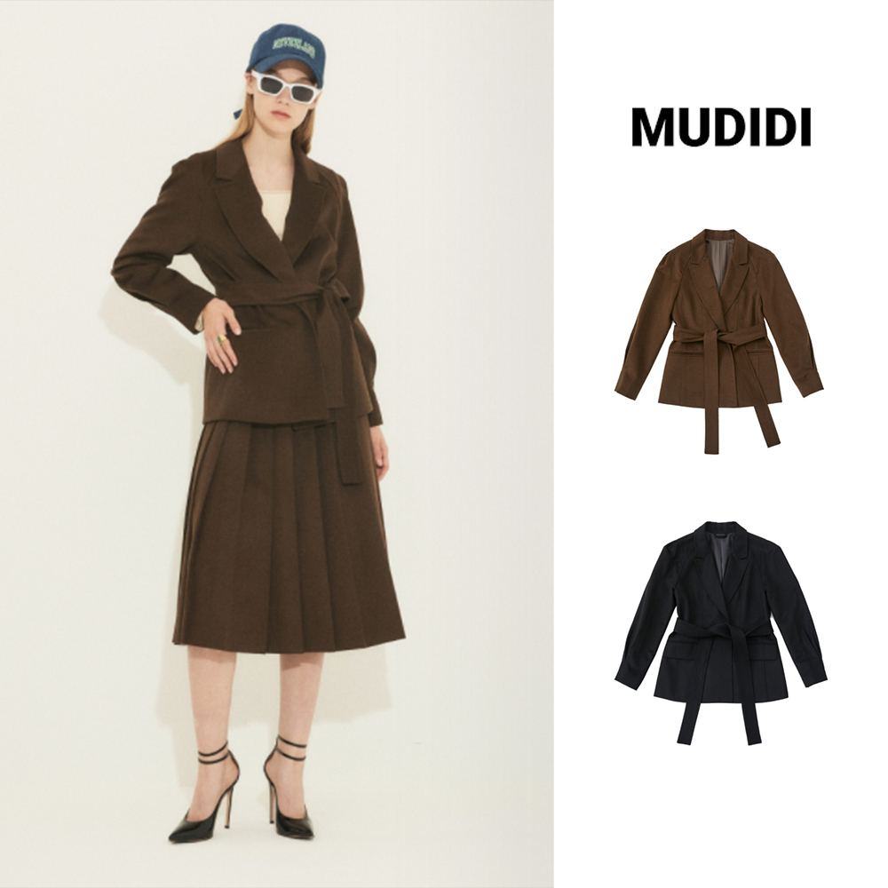 【MUDIDI】21FW★ Puff shoulder belted jacket 001
